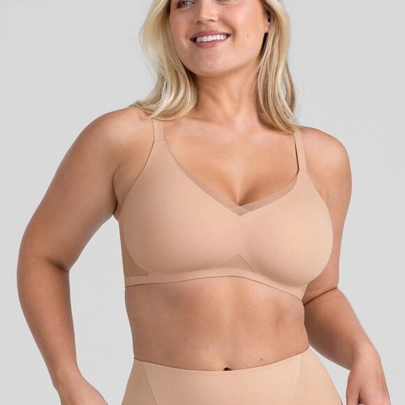 Honeylove Size L CrossOver Bra Runway Sand Tan Mesh No Wire Bra - Picture 1 of 14